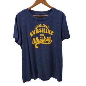 Sunshine And Whiskey T-Shirt Womens Sz XL Blue Yellow Short Sleeve Tee Crew Neck